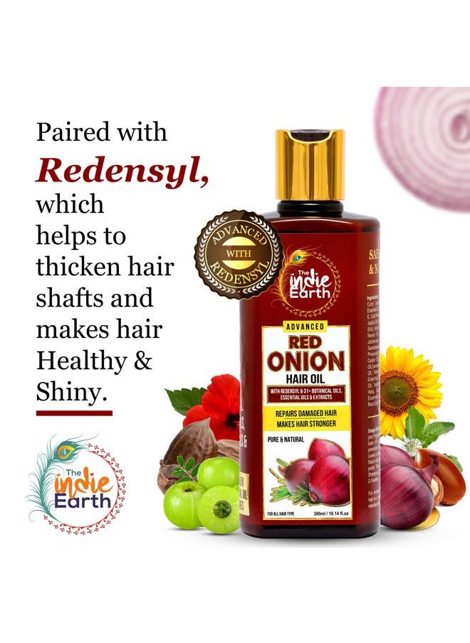 The Indie Earth Advanced Red Onion Hair Growth Oil with Redensyl – Infused with 31+ Powerful Natural Herbs & Extracts Including Bhringraj, Tea Tree, Rosemary, Jojoba & Argan Oil - Anti Hair Fall & Hair Regrowth Oil  - Image 3