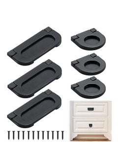 Y&D 6 Pcs Pull Flush Cupboard Handle, Invisible Metal Handles Cabinet Drawer Handle Wardrobe Knobs Door Knob for Furniture Door, Two Size 75mm and 35mm  - Image 1