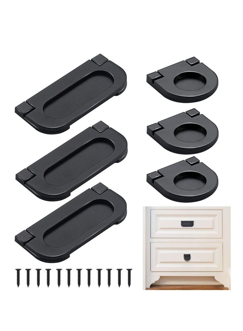 واي آند دي 6 Pcs Pull Flush Cupboard Handle, Invisible Metal Handles Cabinet Drawer Handle Wardrobe Knobs Door Knob for Furniture Door, Two Size 75mm and 35mm  - Image 1