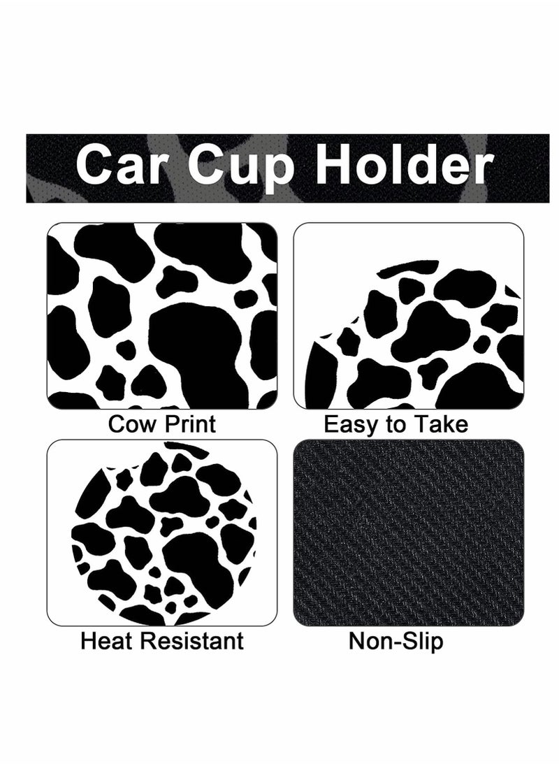 Y&D - Car Seat Protector, 10pcs Milk Cow Print Cover, Steering Wheel Thickening Fabric Front Covers, Coasters Keyring Armrest Pad Belt, Pads Wrist Strap for Vehicles - Image 1