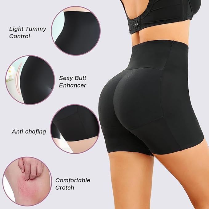 OLSIC Women's Butt Lifter Padded Underwear, Hip Pads Enhancer Shapewear Shorts, Seamless Tummy Control Panties Shaper Black - Image 2