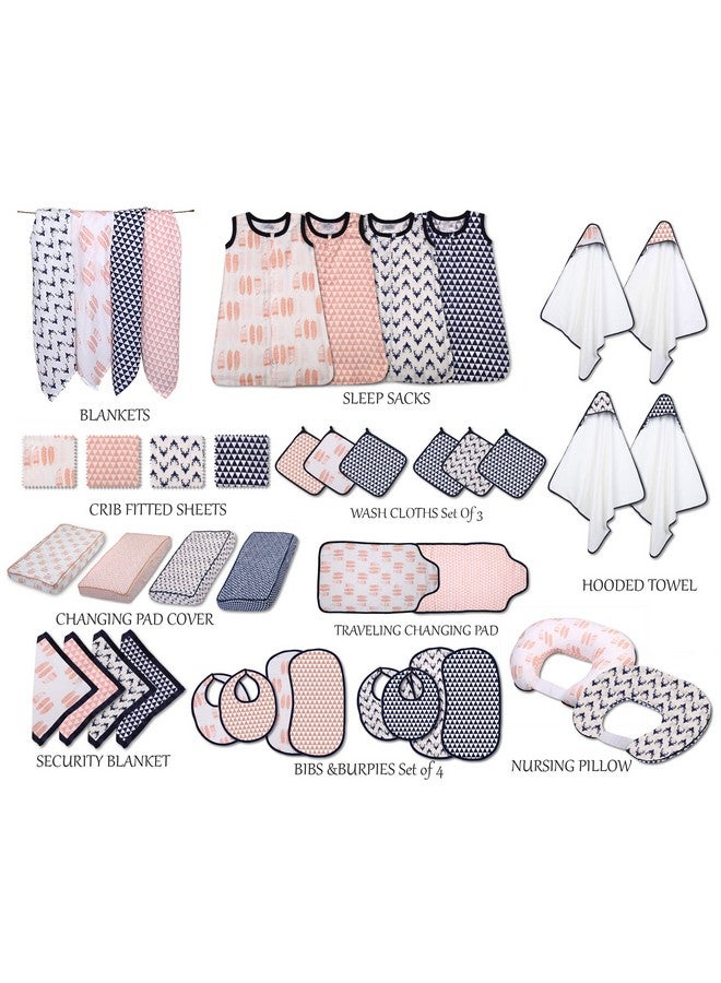 Bacati Tribal/Aztec Cotton Muslin Fabric (Set Of 2 Security Blankets Olivia Tribal Coral/Navy) - Image 3