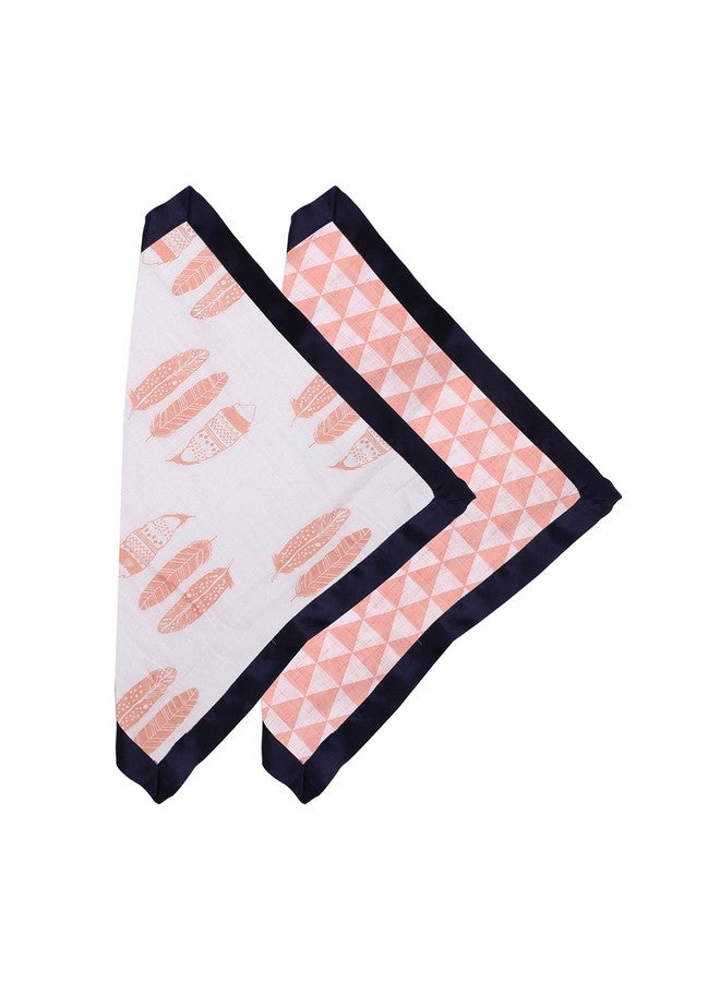 Bacati Tribal/Aztec Cotton Muslin Fabric (Set Of 2 Security Blankets Olivia Tribal Coral/Navy) - Image 2