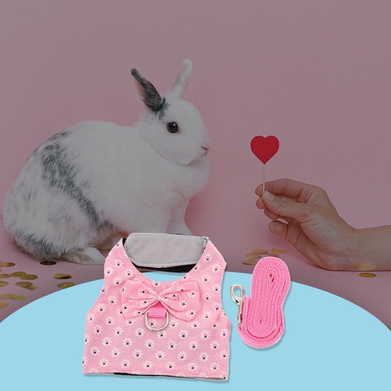 Medium Rabbit Vest Harness Leash Breathable Snowflake Fabric For Small Pets Outdoor Walking - Image 4