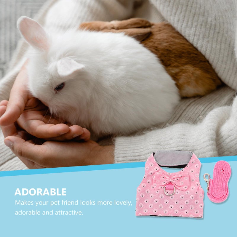 Medium Rabbit Vest Harness Leash Breathable Snowflake Fabric For Small Pets Outdoor Walking - Image 5