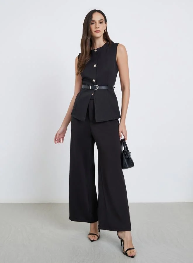 ستايلي جيليه بياقة دائرية مع حزام