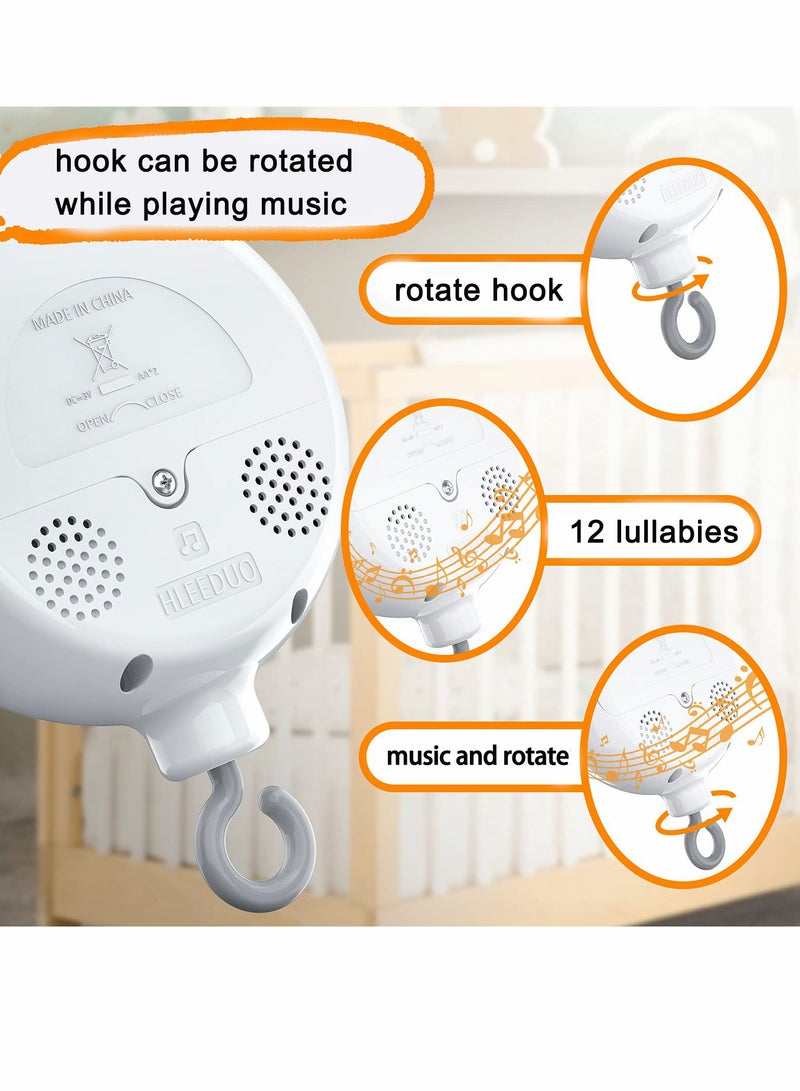 Baby Music Box Rotator, Crib Replacement Mobile Motor Rotation Universal Hanging Box, 12 Lullabies Battery Powered Bed Bell for Home Nursery Sleep - Image 2