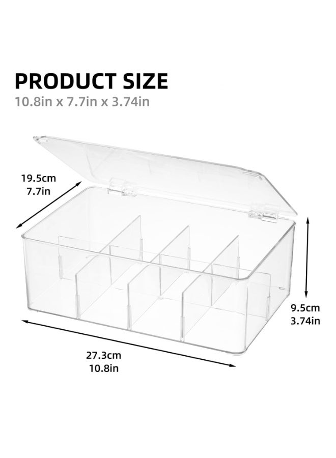 1 Pack Tea Chest Box -Tea Organizer - Stackable Tea Bag Storage Box with Lid - Tea Bag Holder For Kitchen Organizers and Storage, Multi-Functional Kitchen Organizer, Home Organizer (Clear) - Image 2