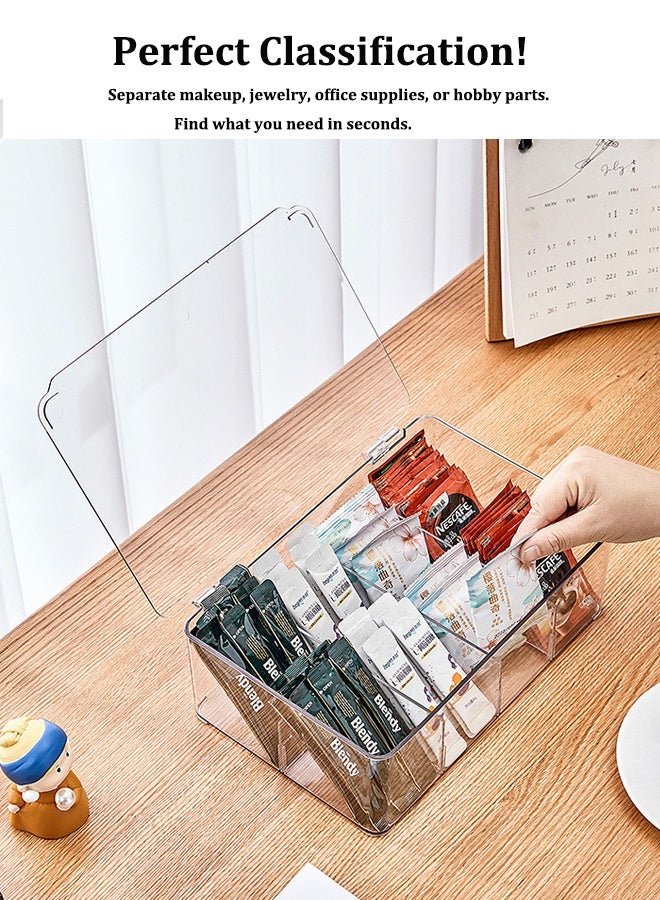 1 Pack Tea Chest Box -Tea Organizer - Stackable Tea Bag Storage Box with Lid - Tea Bag Holder For Kitchen Organizers and Storage, Multi-Functional Kitchen Organizer, Home Organizer (Clear) - Image 4