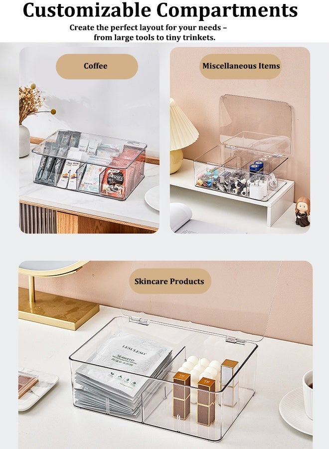 1 Pack Tea Chest Box -Tea Organizer - Stackable Tea Bag Storage Box with Lid - Tea Bag Holder For Kitchen Organizers and Storage, Multi-Functional Kitchen Organizer, Home Organizer (Clear) - Image 5