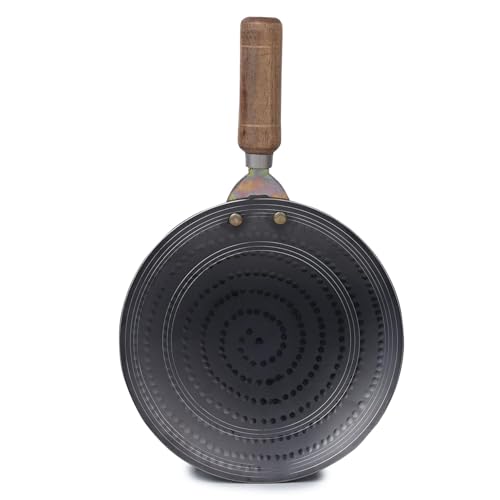 PTR 9.5 Inch Iron Tawa for Roti, Paratha Flat Breads with Wooden Handle Metal Spoon Friendly India’s First Smooth Edge Technology Hammered Finish Food Grade Lohe Ka Tava (1000 GM / 1 KG) - Image 5