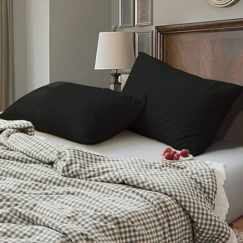 BEDSUM Microfiber King Pillowcases Set of 2  Soft Wrinkle Resistant and Easy Care Pillow Cases with Envelope Closure  20x40 inches  Black - Image 3