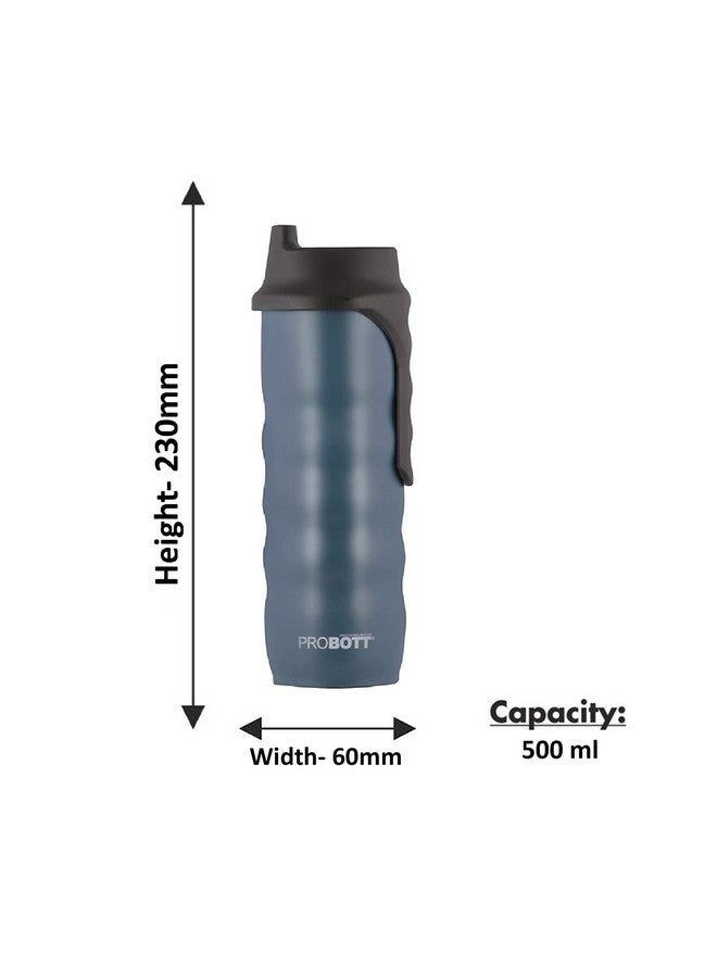 بروبوت رجّاج زنبركي من الفولاذ المقاوم للصدأ للمشروبات البروتينية في صالة الألعاب الرياضية 500 مل - Pb 500-30 (عبوة من قطعتين) (رمادي) - Image 4