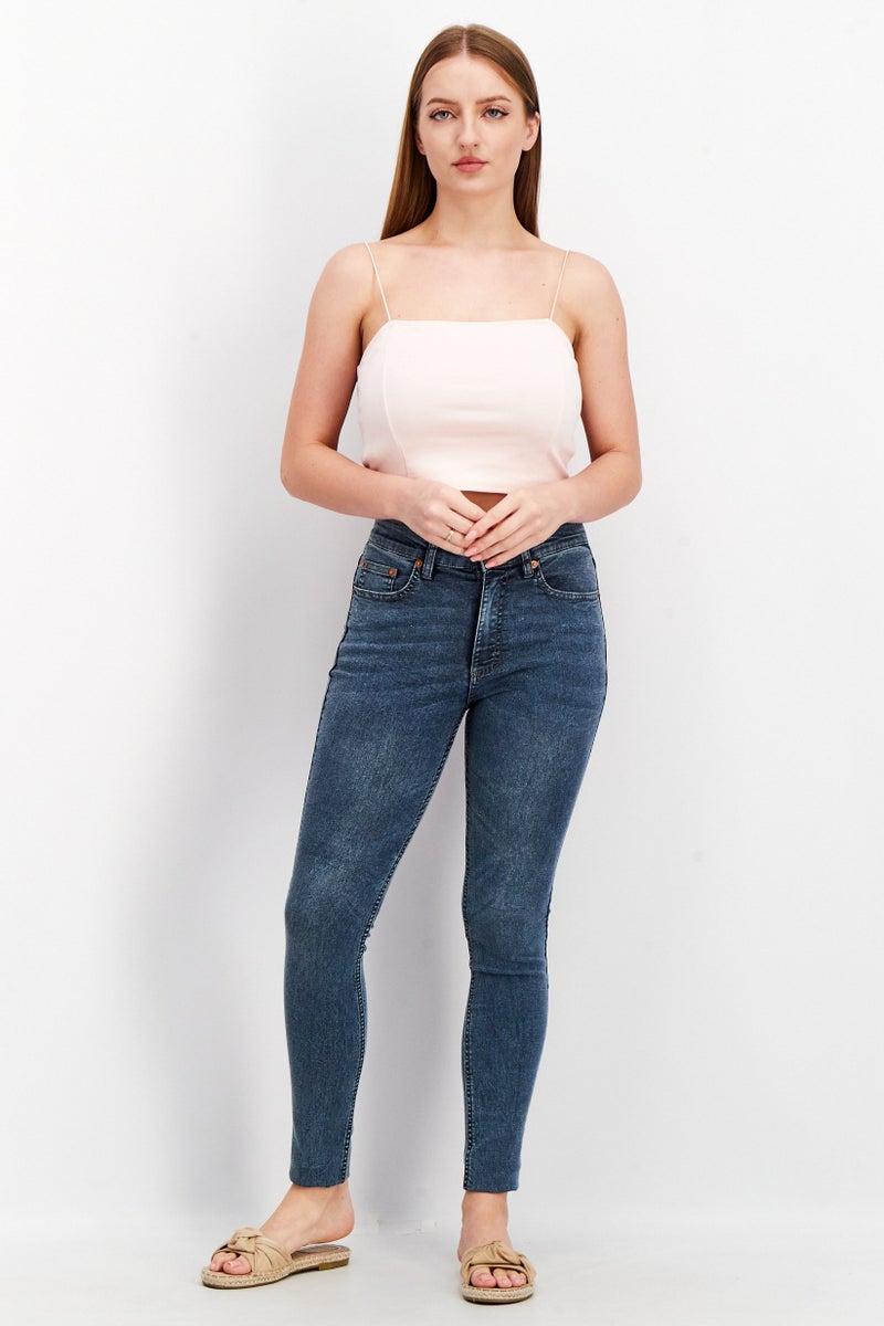 French Connection Women Regular Fit Washed Stretchable Denim Jeans, Navy Blue - Image 3