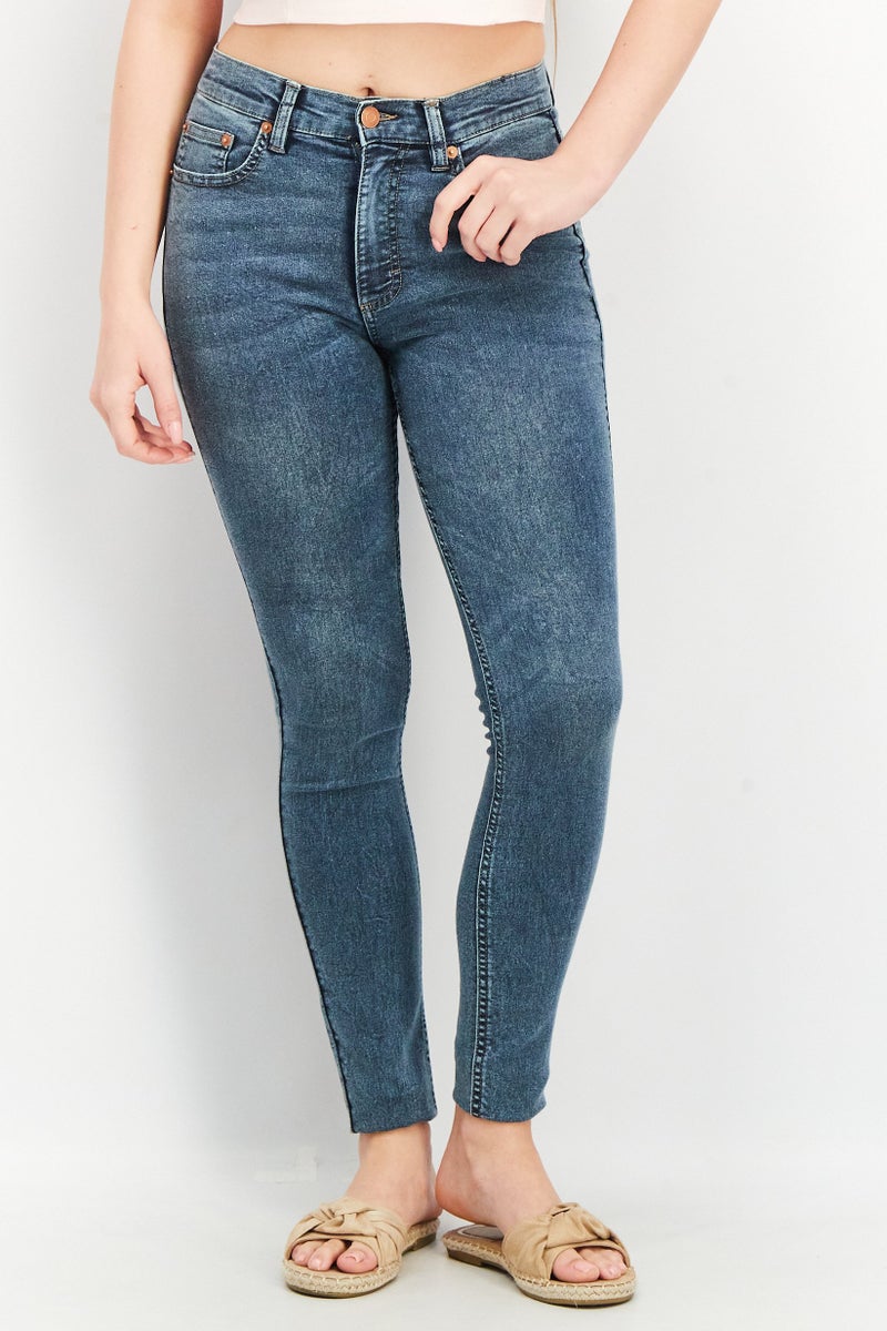 French Connection Women Regular Fit Washed Stretchable Denim Jeans, Navy Blue - Image 1