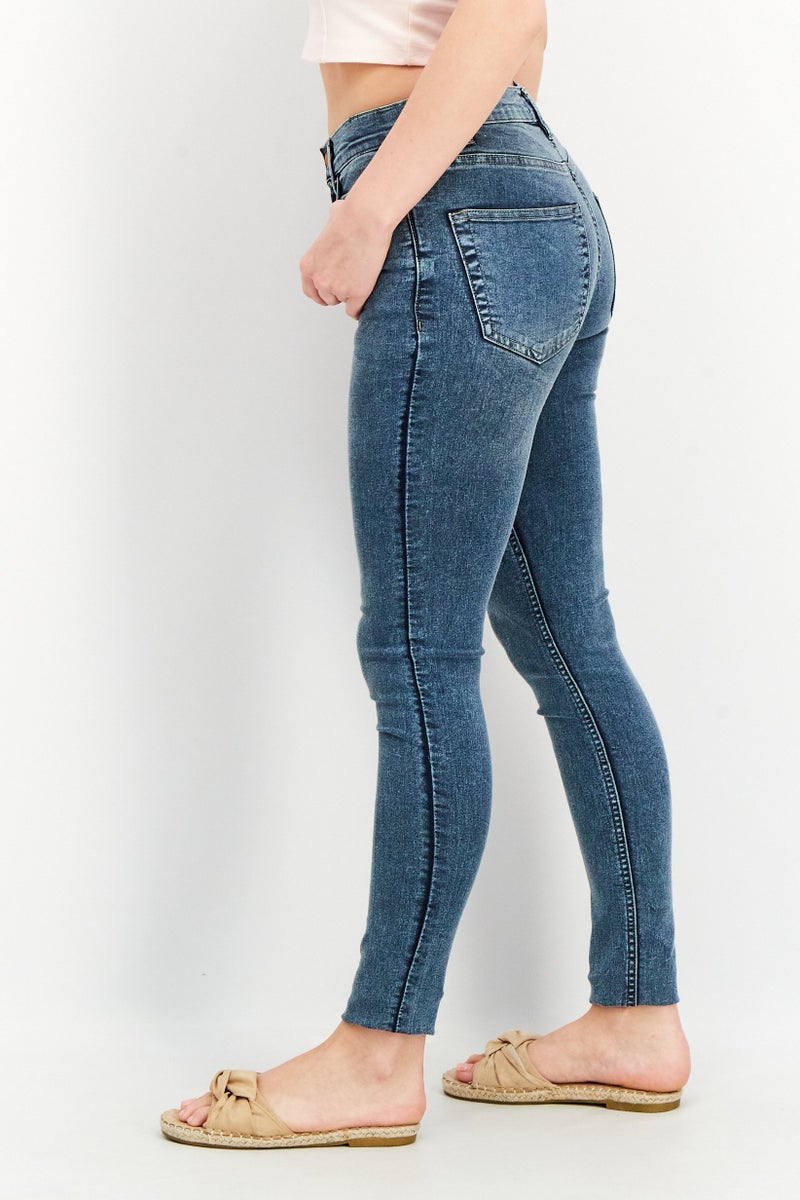 French Connection Women Regular Fit Washed Stretchable Denim Jeans, Navy Blue - Image 4