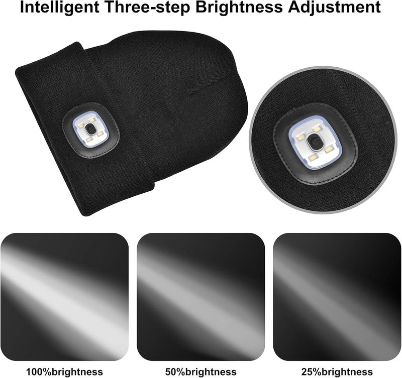 Etsfmoa Store Unisex Beanie with The Light,Gifts for Kids Boys and Girls Children USB Rechargeable Headlamp The Cap - Image 2