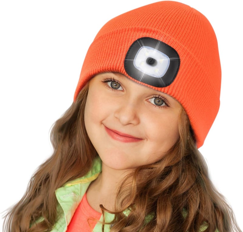 Etsfmoa Store Unisex Beanie with The Light,Gifts for Kids Boys and Girls Children USB Rechargeable Headlamp The Cap - Image 1