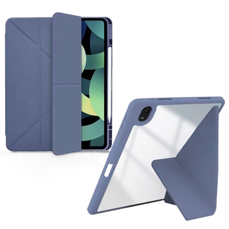 DGG حافظة آيباد شفافة بظهر واضح لجهاز iPad Pro 11 مع حامل قلم باللون بنفسجي بظهر شفاف باللون البنفسجي - Image 1
