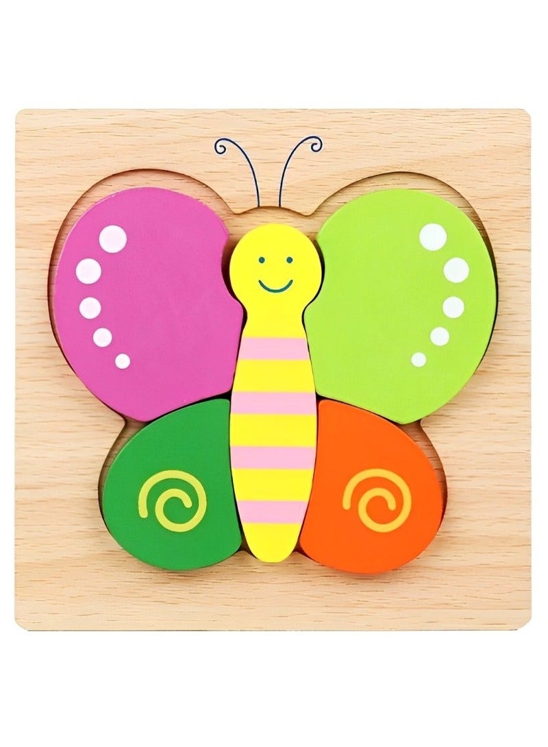 Wooden 3D Jigsaw Puzzle Butterfly Colored Shape for Toddlers, Teacher Parents Early Learning Support Tools, Attractive Colors and Patterns, Montessori Motor and Sensory Skills Develop Toys, Ideal Gift - Image 1