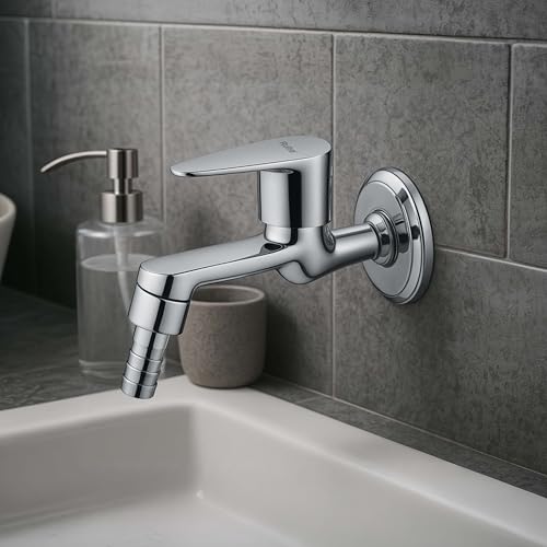 Ruhe® Liva Brass Faucet/Tap | Nozzle Bib Cock Faucet/Tap | with Chrome Finish | for Washing Machine and Garden Pipes - Image 1