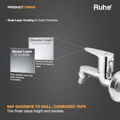 Ruhe® Liva Brass Faucet/Tap | Nozzle Bib Cock Faucet/Tap | with Chrome Finish | for Washing Machine and Garden Pipes - Image 5