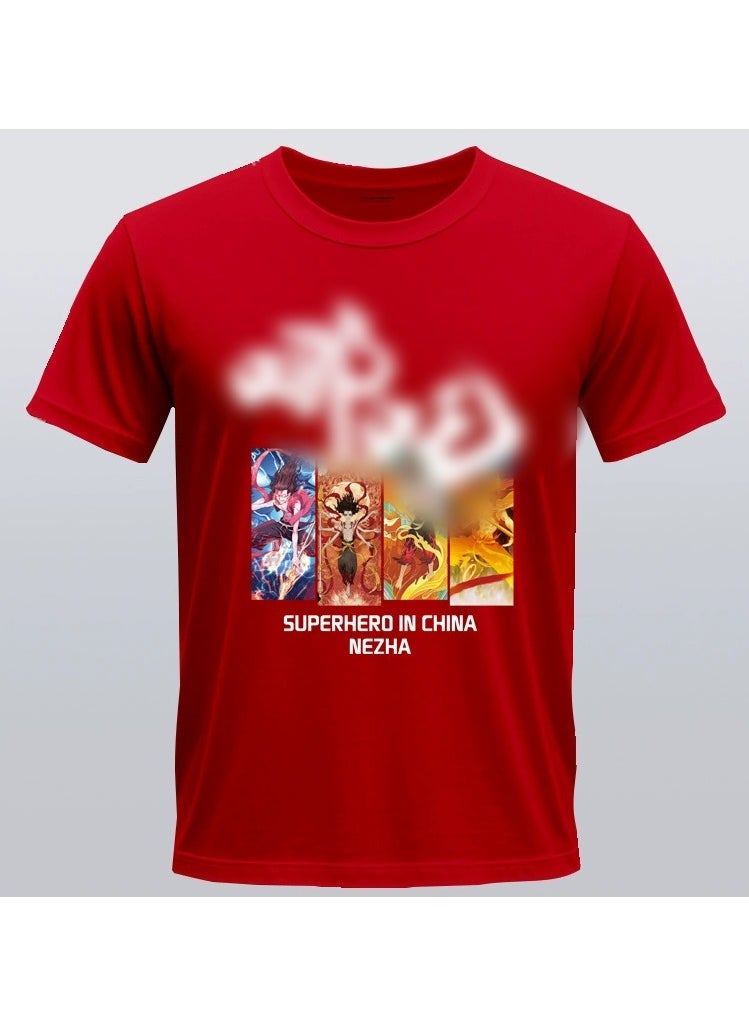KUYING New Fashion Anime Printed T-shirt Nezha 487 Cartoon Movie T-shirt  - Image 1
