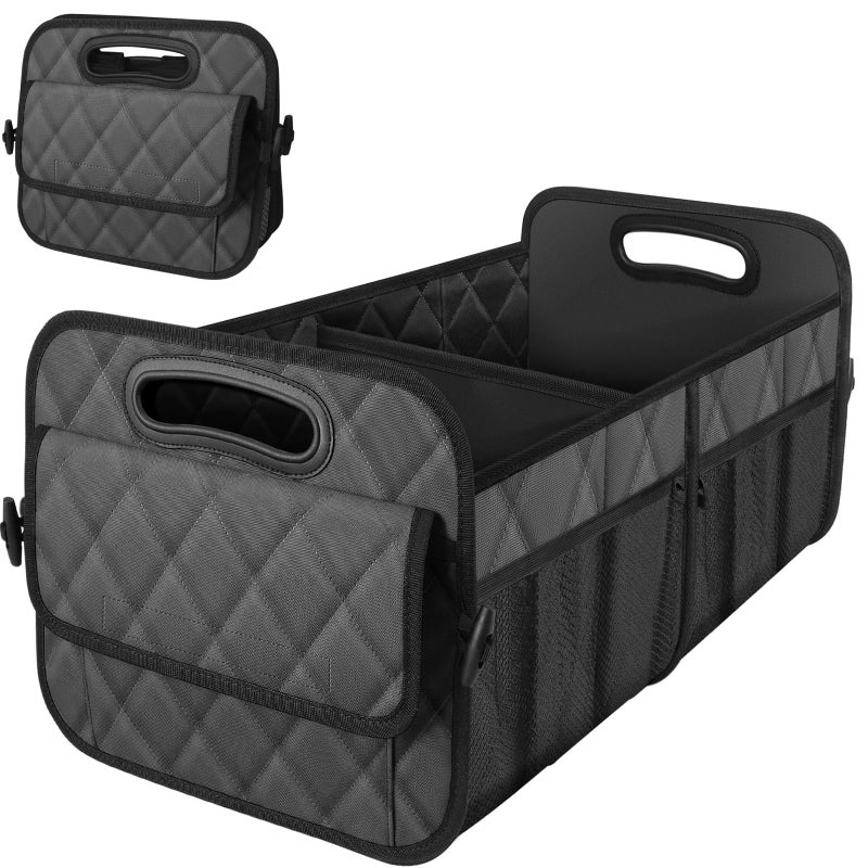 Deosk Car Trunk Organizer for SUV Car Organizers and Storage with 6 Pocket Car Accessories for WomenMen 70L Waterproof Polyester Trunk OrganizerLarge Charcoal