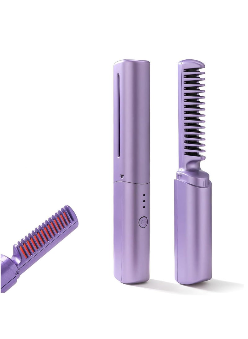 ELTRAZONE Presenting the CompactGlow Hair Styler: A Rechargeable Hair Straightening Brush for Women on-the-go. This Portable Styling Companion offers Anti-Static Negative Ion Technology, ideal for All Hair Type - Image 1