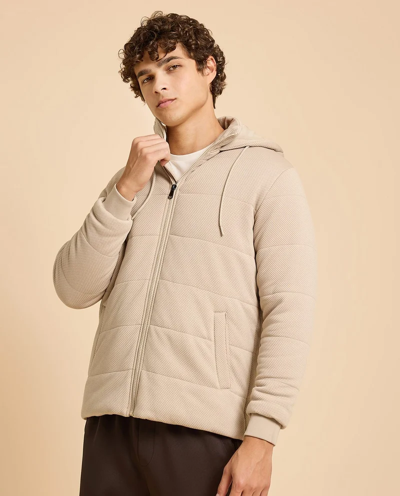 أر أند بي Hooded Puffer Jacket with Zipper Closure