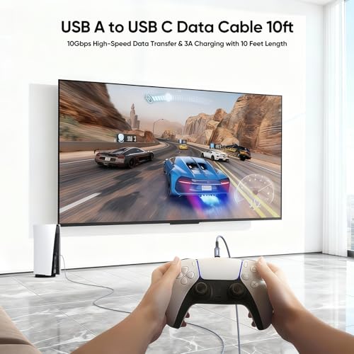 FEMORO USB A to USB C Data Cable 10ft Long USB 32 Gen 2 TypeA 10Gbps High Speed Data Transfer Cord 3A Charging USBA to USBC for PS5 Xbox Switch iPhone 171615 Android Phones Camera Computer Laptop - Image 3