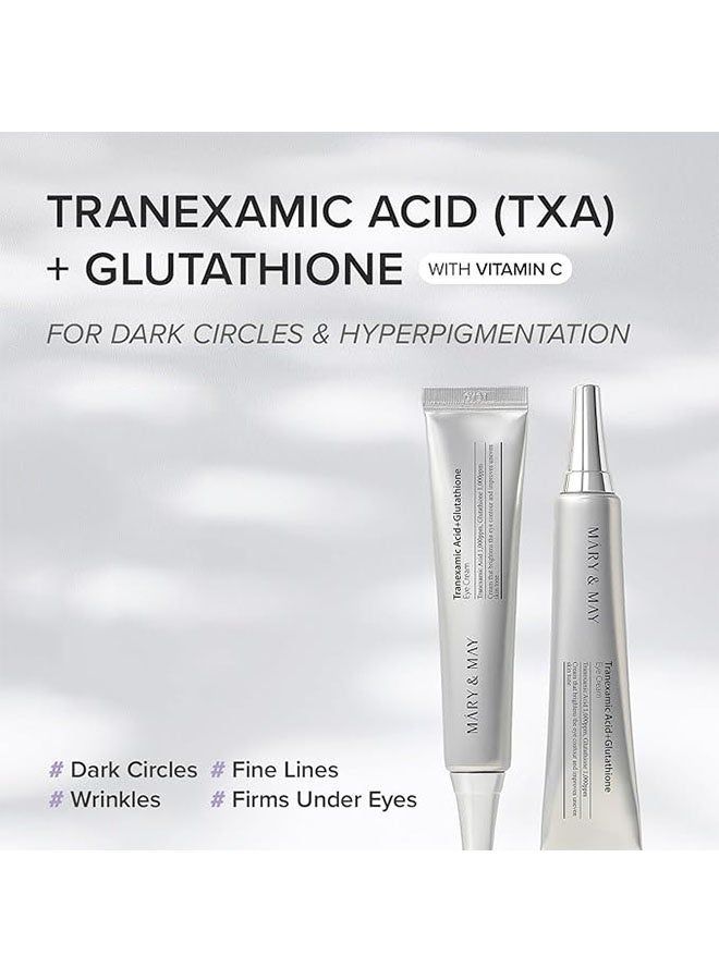 Mary & May  حمض ترانيكساميك وكريم العيون الغلوتاثيون 30 غرام ، مضاد للأكسدة القوي ، يقلل من الدوائر المظلمة ، يحسن لون الجلد غير المتساوي ، مناسب للاستخدام الصباحي والليلي - Image 2