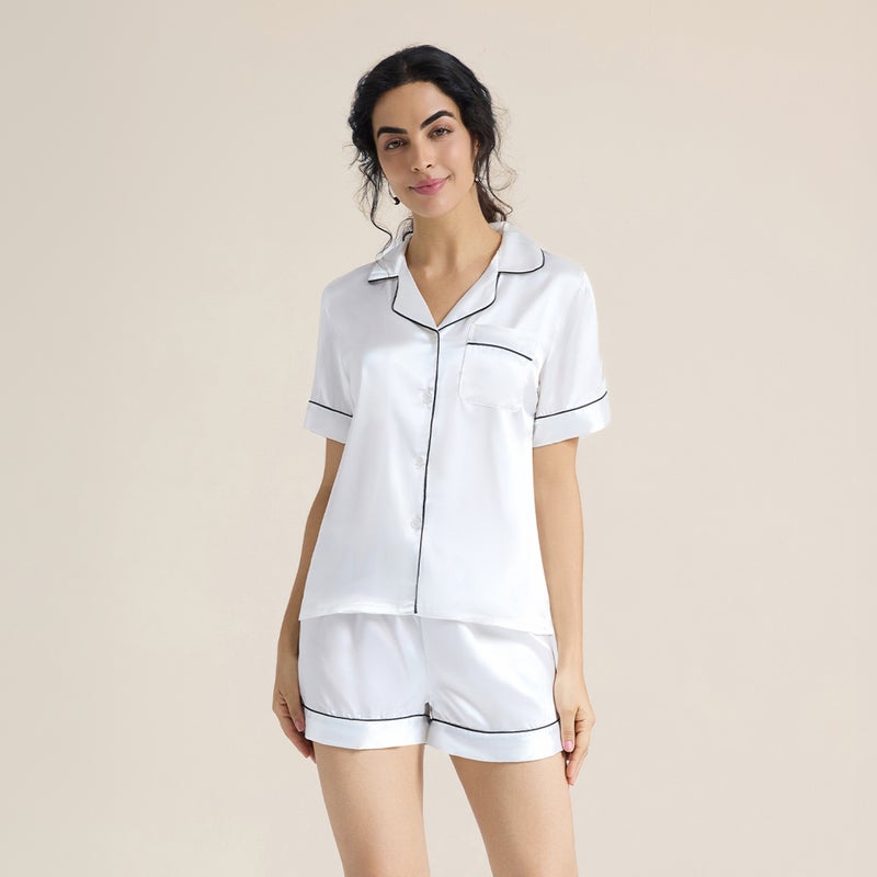 Women's Summer Striped Short Sleeve Shorts Pajama Set - Image 1