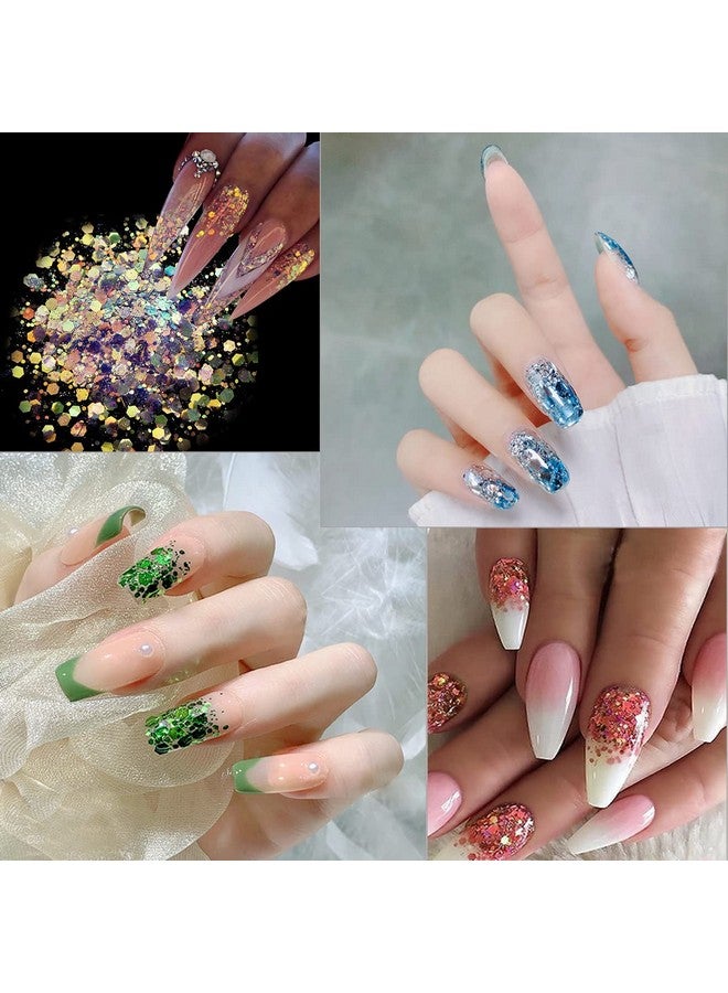 12 لونًا مسدسًا لامعًا مكتنزًا للحرف المجسمة ملصقات ترتر للأظافر بريق حورية البحر مسحوق رقائق لامعة ساحرة ترتر سداسي مناسب للنساء والفتيات لتزيين الأظافر الأكريليك - Image 2