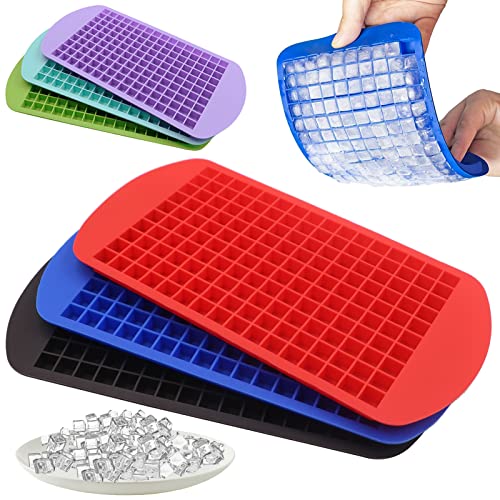 LeeYean Silicone Mini Ice Cube Trays 3 Pack, 160 Crushed Ice Cube Molds Easy Release Small Ice Cube for Chilling Whiskey Cocktail, Kitchen Gadgets Stackable Ice Trays, Specialty Accessories Tool for Freezer - Image 1