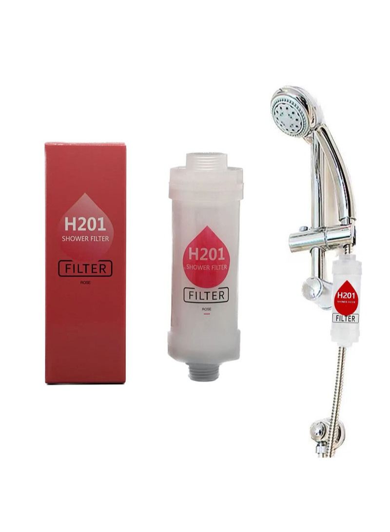 Shower Soaker, Vitamin C Head Filter, Hard Water Softener, Chlorine and Fluoride Purification Filtration with Beads, Healthy Skin, Easy Install (Rose)