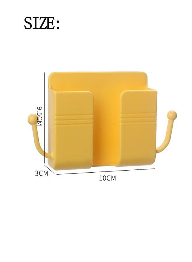 2 PCS Wall Mount Cell Phone Holder, Remote Control Holder, Universal Phone Storage Dock for Most Smartphones with Adhesive, Durable Plastic Wall Mount Cell Phone Holder for Home, Office, Kitchen, Bedroom，Yellow/Pink - Image 2