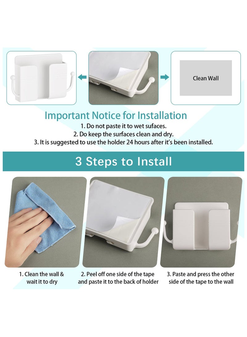 2 PCS Wall Mount Cell Phone Holder, Remote Control Holder, Universal Phone Storage Dock for Most Smartphones with Adhesive, Durable Plastic Wall Mount Cell Phone Holder for Home, Office, Kitchen, Bedroom，Yellow/Pink - Image 5