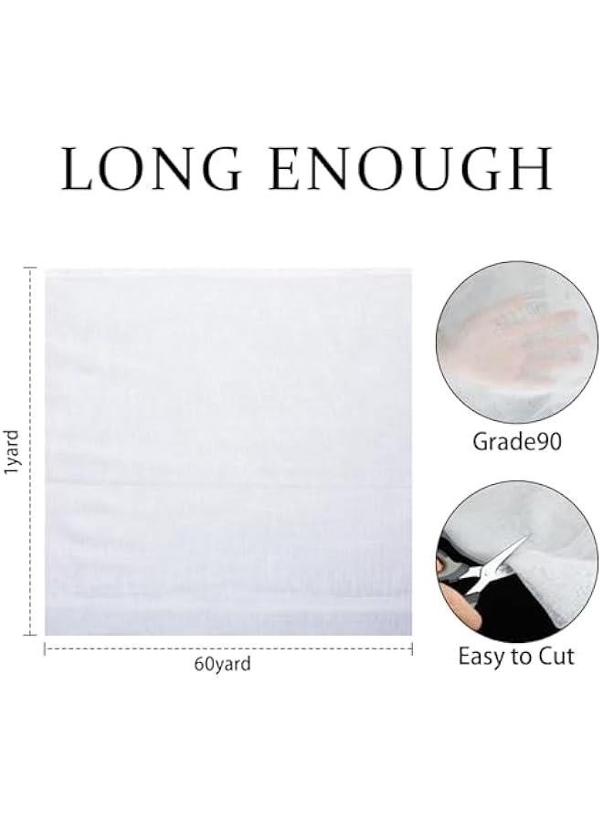 1 Roll Cheesecloth for Straining Grade 90, 60 x 1 Yard Extra Large 100% Natural Cotton Cheese Cloth for Wedding Decoration, Polishing, Straining, White - Image 3