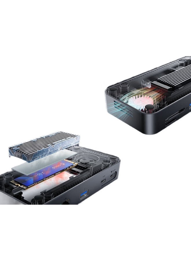 Orico محطة توسيع حاوية القرص الصلب، Type-C إلى منفذ Ethernet، حاوية قرص صلب محمولة M.2 Nvme SSD، محطة توسيع عالية السرعة USB3.2 لأجهزة اللابتوب Macbook (بدون قرص صلب)، M2P7 - Image 3