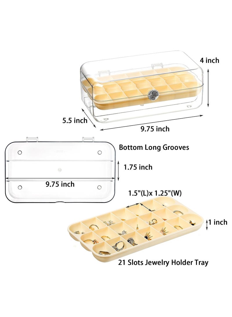 KASTWAVE - Acrylic Clear Jewelry Organizer Box, Earring Organizer with 21 Grids Jewelry Tray, Holds Necklaces, Bracelets, Bangles, Rings, Earrings, 1 Pack - Image 1