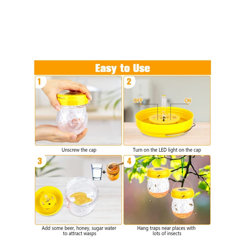 SOLARAE Wasp Trap,Yellow Jacket Trap Wasp Traps Outdoor Hanging, Wasp Repellent Outdoor Carpenter Bee Traps Wasp for Outside, Non-Toxic Reusable Wasp Catcher for Trapping Hornet, Bee, Insects 2 Pack - Image 5