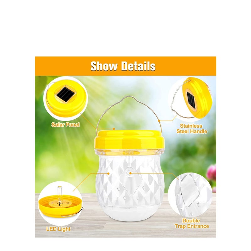 SOLARAE Wasp Trap,Yellow Jacket Trap Wasp Traps Outdoor Hanging, Wasp Repellent Outdoor Carpenter Bee Traps Wasp for Outside, Non-Toxic Reusable Wasp Catcher for Trapping Hornet, Bee, Insects 2 Pack - Image 2