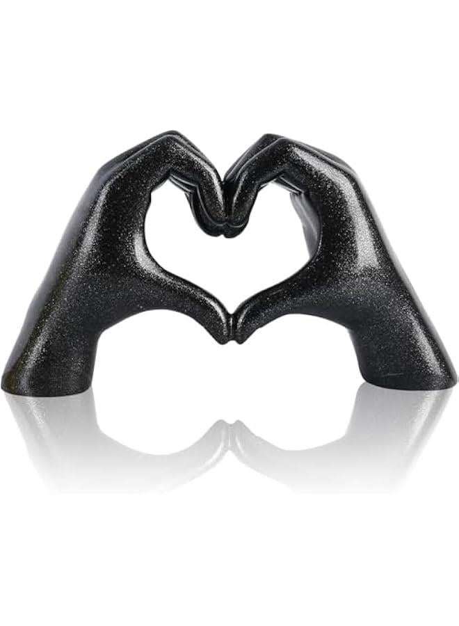 HOOKOR Gesture Decoration, Heart Hand Statue Room Decoration, Love Finger Sculpture Wedding Decoration for Shelf Coffee Table Office Bedroom TV Cabinet Bookshelf Small Ornament Home Decoration (Black) - Image 1