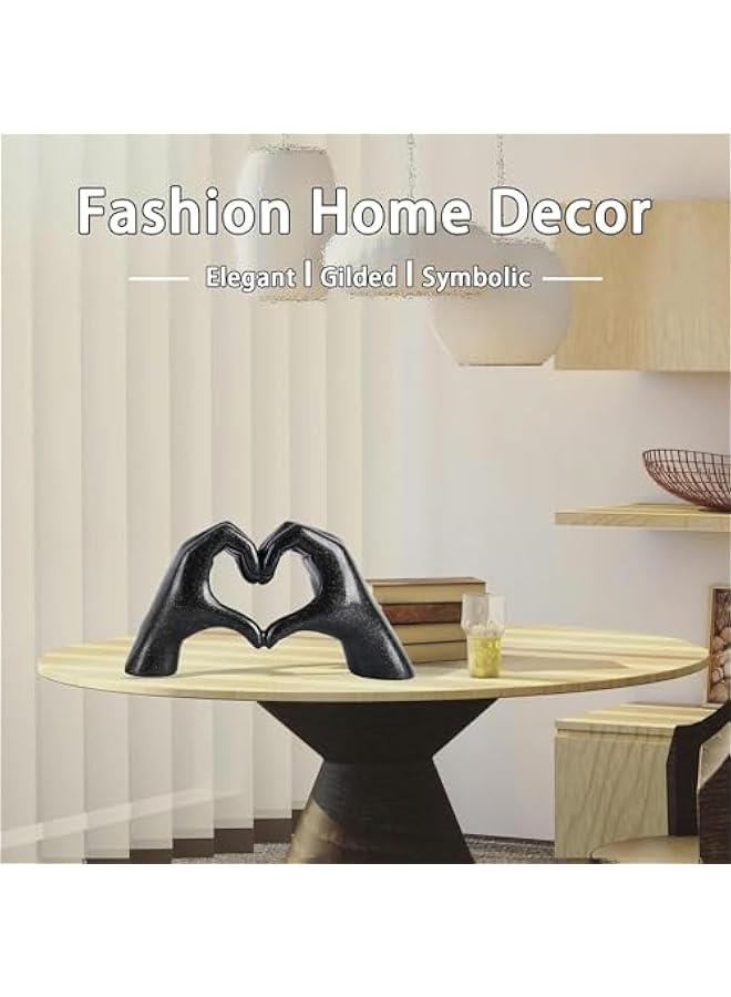 HOOKOR Gesture Decoration, Heart Hand Statue Room Decoration, Love Finger Sculpture Wedding Decoration for Shelf Coffee Table Office Bedroom TV Cabinet Bookshelf Small Ornament Home Decoration (Black) - Image 2