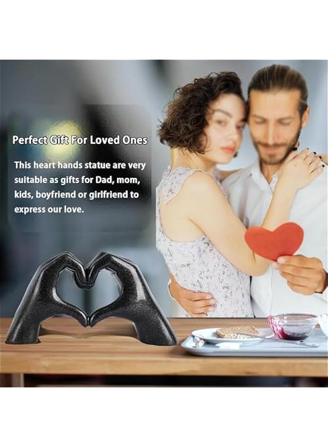 HOOKOR Gesture Decoration, Heart Hand Statue Room Decoration, Love Finger Sculpture Wedding Decoration for Shelf Coffee Table Office Bedroom TV Cabinet Bookshelf Small Ornament Home Decoration (Black) - Image 3
