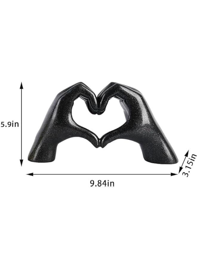 HOOKOR Gesture Decoration, Heart Hand Statue Room Decoration, Love Finger Sculpture Wedding Decoration for Shelf Coffee Table Office Bedroom TV Cabinet Bookshelf Small Ornament Home Decoration (Black) - Image 4