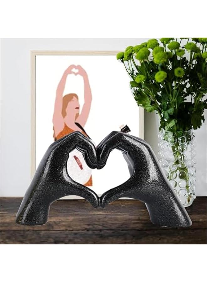 HOOKOR Gesture Decoration, Heart Hand Statue Room Decoration, Love Finger Sculpture Wedding Decoration for Shelf Coffee Table Office Bedroom TV Cabinet Bookshelf Small Ornament Home Decoration (Black) - Image 5