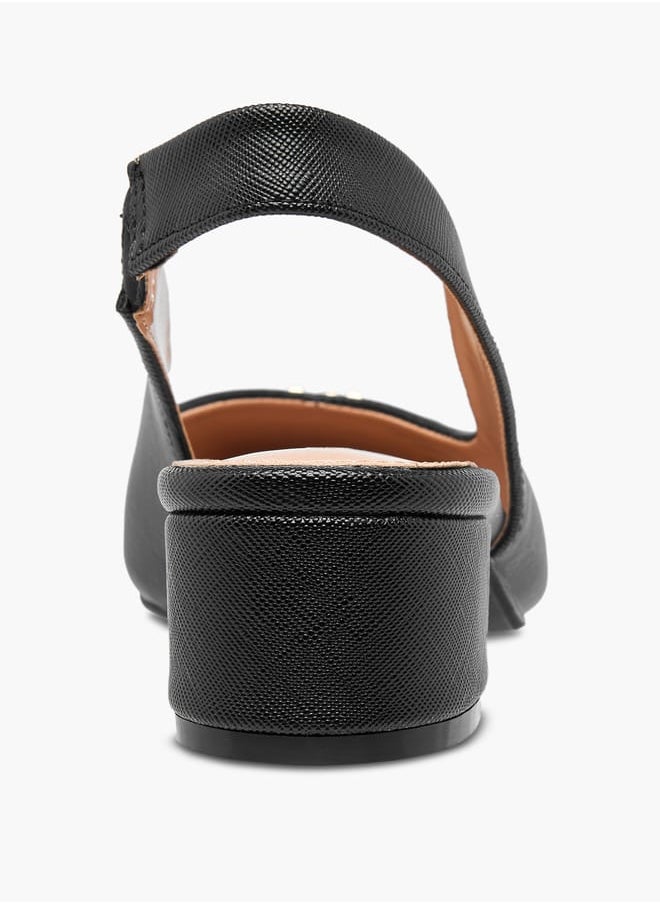 Celeste - Women's Solid Slingback Shoes with Block Heels and Metal Accent - Image 1