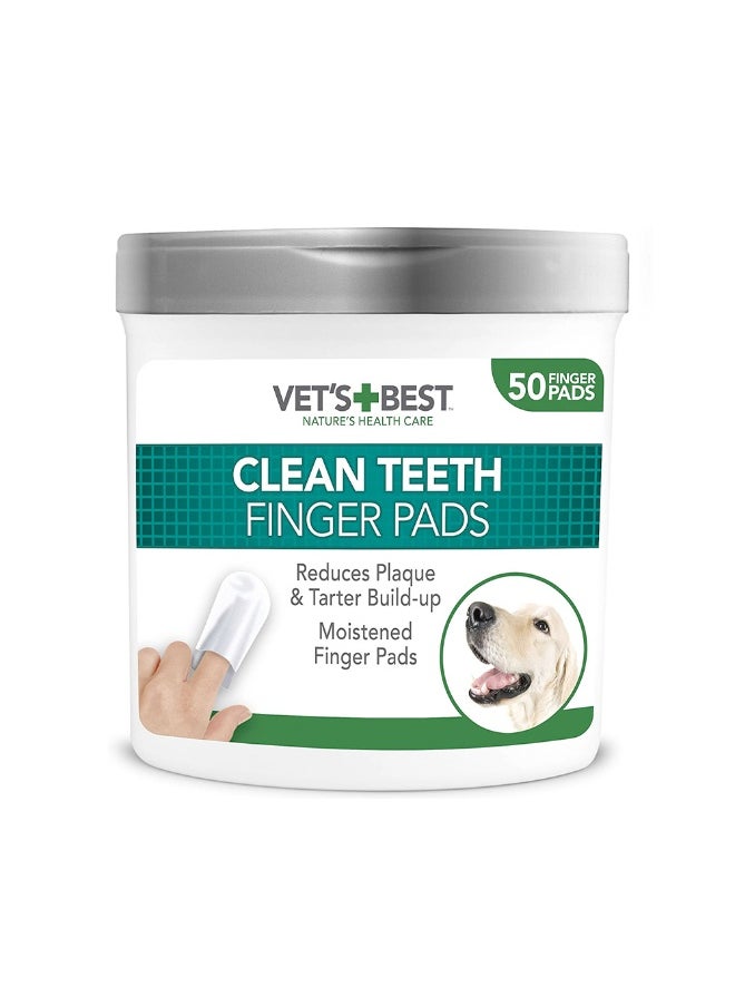 Vet's Best Vet's + Best Clean Teeth Finger Pads Dental Wipes for Dogs - 100 pcs 